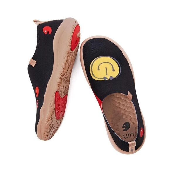 UIN Men\'s Slip On Fashion Sneakers Casual Comfort Soft Shoes (Smiley- Black) main image 6